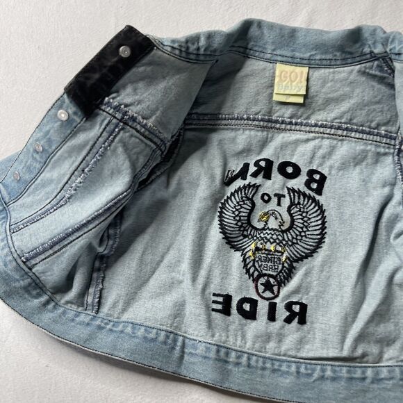 Born to Ride Denim toddler 3T jacket Biker blue jean jacket Go Baby Tag - Picture 9 of 16